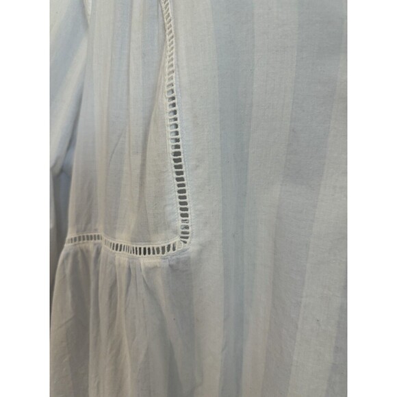 Lane Bryant Top Tunic Plus Size 28 Boho Blue White Stripe Crochet Raw Hem - Picture 2 of 10